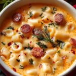Kremowa zupa z fasolką, makaronem i kiełbasa drobiowa – smak domowego ciepła